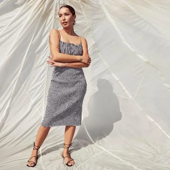 J. Crew Smocked TIe-Front Dress in Gingham - Picture 2 of 16